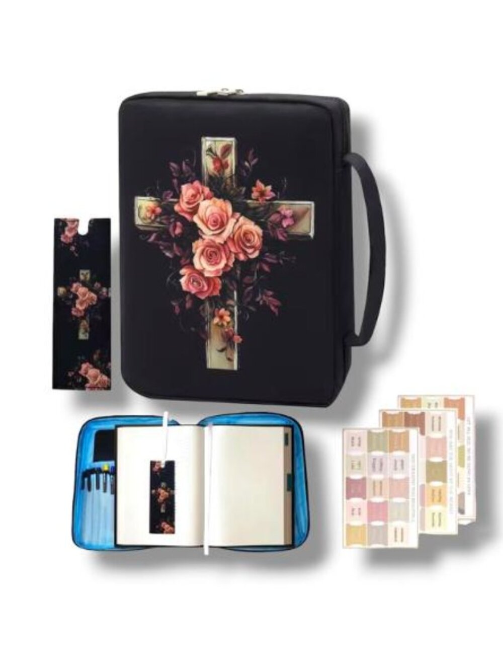 NWT- Flower Cross Bible Covers for Women Bible Holder Case Large Size - SET